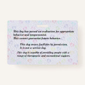 Geregistreerde therapiehond - Paarse badge (Achterkant)