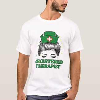 Geregistreerde Therapist Nurse Life Messy Bun Leop T-shirt
