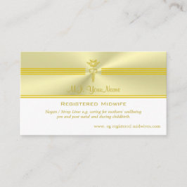 Geregistreerde verloskundige met glanzende gouden  informatiekaartje