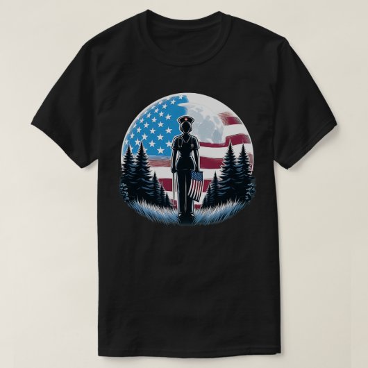 Geregistreerde Verpleegkundige Amerikaanse Vlag Vo T-shirt (Design voorkant)