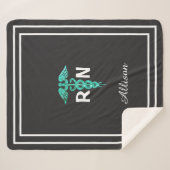 Geregistreerde verpleegkundige Caduceus Turquoise  Sherpa Deken (Voorkant (horizontaal))