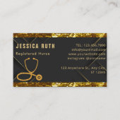 Geregistreerde verpleegkundige in goud en zwart visitekaartje (Voorkant)