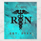 Geregistreerde verpleegkundige Medisch Zwart Caduc Wijn Etiket (Enkel label)