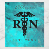 Geregistreerde verpleegkundige medische Caduceus a Wijn Etiket (Enkel label)