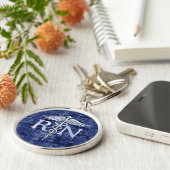 Geregistreerde Verpleegkundige RN Caduceus in Blau Sleutelhanger (Zijkant)