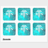 Geregistreerde Verpleegkundige RN Caduceus Turquoi Vierkante Sticker (Vel)
