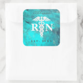 Geregistreerde Verpleegkundige RN Caduceus Turquoi Vierkante Sticker (Tas)