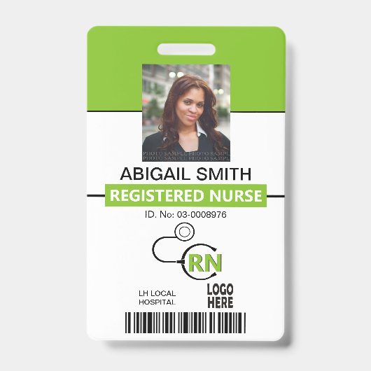 Geregistreerde verpleegkundige RN lime groene foto Badge (Front)