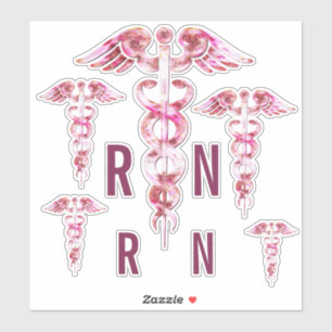 Geregistreerde verpleegkundige RN Pink Caduceus Me Sticker
