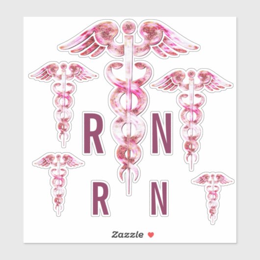 Geregistreerde verpleegkundige RN Pink Caduceus Me Sticker (Vel)