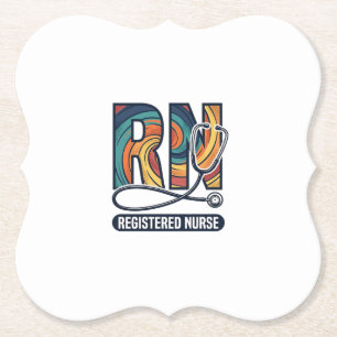 Geregistreerde Verpleegkundige RN Vintage Regenboo Kartonnen Onderzetters