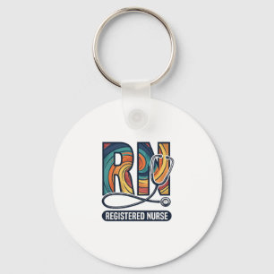 Geregistreerde Verpleegkundige RN Vintage Regenboo Sleutelhanger