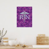 Geregistreerde Verpleegkundige RV Zilveren Caduceu Poster (Keuken)