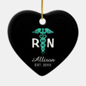 Geregistreerde verpleegkundige Turquoise Caduceus  Keramisch Ornament (Achterkant)