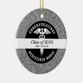 Geregistreerde verpleegster Afstuderen zilver Glit Keramisch Ornament (Rechts)