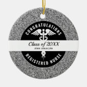 Geregistreerde verpleegster Afstuderen zilver Glit Keramisch Ornament (Voorkant)