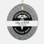 Geregistreerde verpleegster Afstuderen zilver Glit Keramisch Ornament (Links)