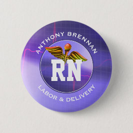 Geregistreerde verpleegster | Arbeid en levering.  Ronde Button 5,7 Cm