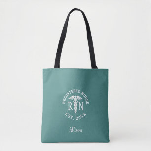 Geregistreerde verpleegster Caduceus Blauwgroen wi Tote Bag