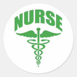Geregistreerde verpleegster Caduceus Green Ronde Sticker