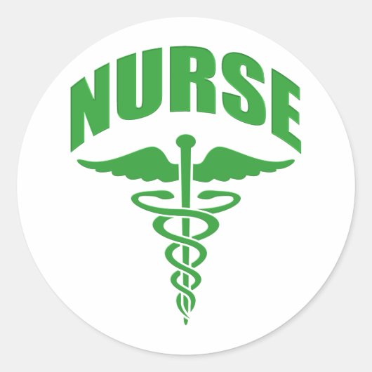 Geregistreerde verpleegster Caduceus Green Ronde Sticker (Voorkant)