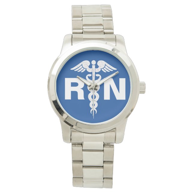 Geregistreerde verpleegster Caduceus Royal Blue Si Horloge (Voorkant)