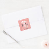 Geregistreerde verpleegster Caduceus Roze Wit Grij Vierkante Sticker (Envelop)