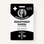 Geregistreerde verpleegster caduceus zwart, witte  badge (Voorkant)