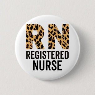 Geregistreerde Verpleegster Cheetah Print Verpleeg Ronde Button 5,7 Cm