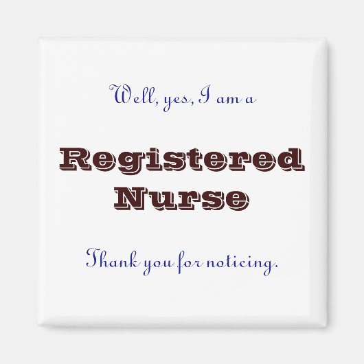Geregistreerde verpleegster, dank u magneet (Voorkant)