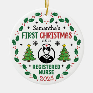 Geregistreerde verpleegster Eerste Kerstdag gepers Keramisch Ornament