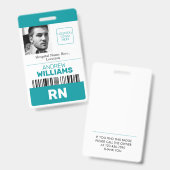 Geregistreerde Verpleegster ID Barcode Teal Witte Badge (Voor- en achterkant)