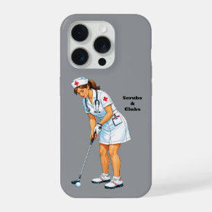 Geregistreerde verpleegster in uniform die de golf iPhone 15 pro case