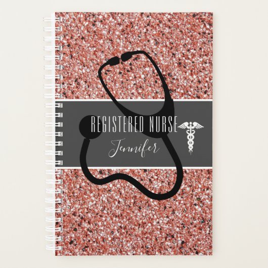 Geregistreerde verpleegster medisch roze glitter g planner (Voorkant)