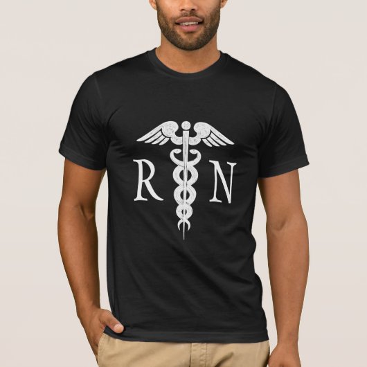 Geregistreerde verpleegster Medisch Wit Caduceus R T-shirt (Voorkant)