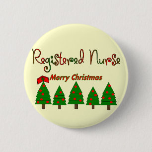 Geregistreerde verpleegster MERRY CHRISTMAS TREES Ronde Button 5,7 Cm