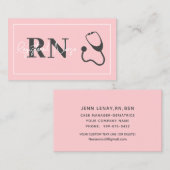 Geregistreerde verpleegster RN Blush Pink Stethosc Visitekaartje (Voorkant / Achterkant)