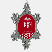 Geregistreerde verpleegster RN Medisch Caduceus Ge Tin Sneeuwvlok Ornament (Links)