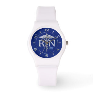 Geregistreerde verpleegster RN Navy Blue Monogram Horloge