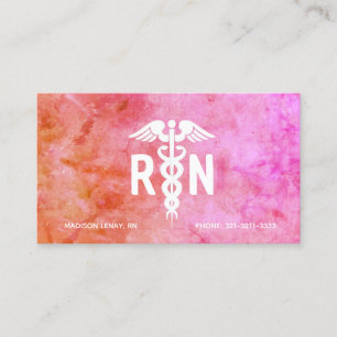 Geregistreerde Verpleegster RN Roze Oranje Waterve Visitekaartje