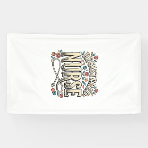 Geregistreerde Verpleegster Vintage Bloem Typograp Spandoek