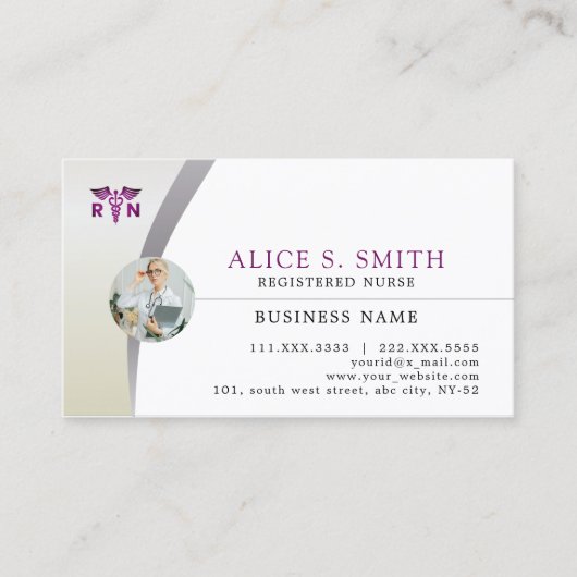 Geregistreerde verpleegsters met RN Logo en foto Visitekaartje (Voorkant)