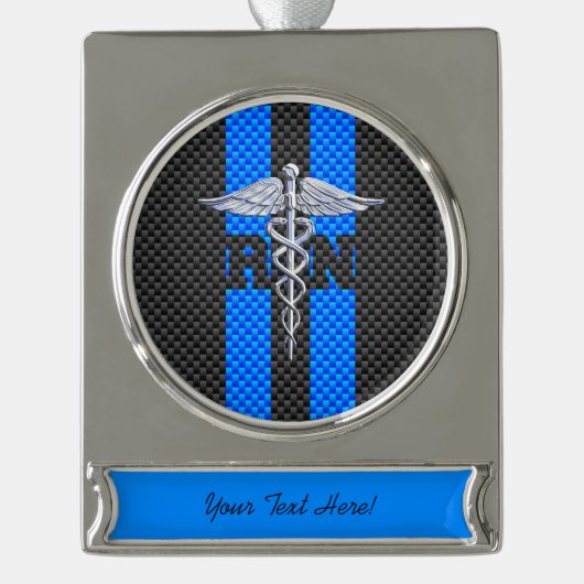 Geregistreerde zure RN koolstof vezelstrips Verzilverd Banner Ornament (Voorkant)