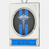 Geregistreerde zure RN koolstof vezelstrips Verzilverd Banner Ornament (Links)