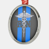 Geregistreerde zure RN koolstofvezelstijl Caduceus Metalen Ornament (Links)