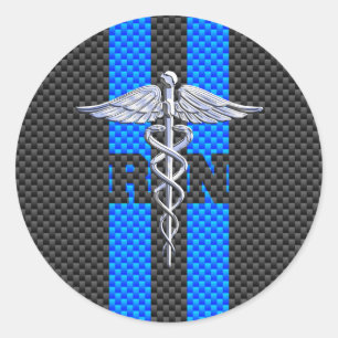 Geregistreerde zure RN koolstofvezelstijl Caduceus Ronde Sticker