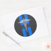 Geregistreerde zure RN koolstofvezelstijl Caduceus Ronde Sticker (Envelop)