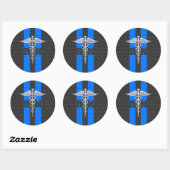 Geregistreerde zure RN koolstofvezelstijl Caduceus Ronde Sticker (Vel)