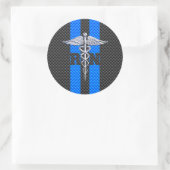 Geregistreerde zure RN koolstofvezelstijl Caduceus Ronde Sticker (Tas)