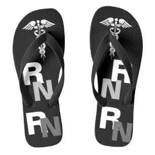 Geregistreerde zurse RN Caduceus Black White Teenslippers